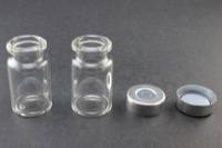 Clear Glass 6ml Headspace Vial 22 x 38mm, Bevel Top/Flat Bottom, 20mm Silver Aluminum Crimp Cap w/ PTFE/Molded Butyl Septa