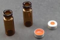 Vial Kit: Amber Glass 2.0ml Crimp Top Wide Opening Vial; Crimp Cap, 11mm Silver Aluminum w/ PTFE/Red Rubber Septa