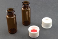 Vial Kit: Amber Glass 2.0ml Screw Top Wide Opening Vial; Screw Cap, 10mm White Polypropylene w/ PTFE/Silicone Septa