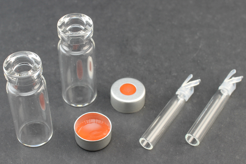 Vial Kit: Clear 2.0ml Crimp Standard; 100μL Silanized Inserts Polymer Spring, Conical Precision Point Interior; Cap, 11mm Silver Aluminum, PTFE/Butyl Rubber Septa