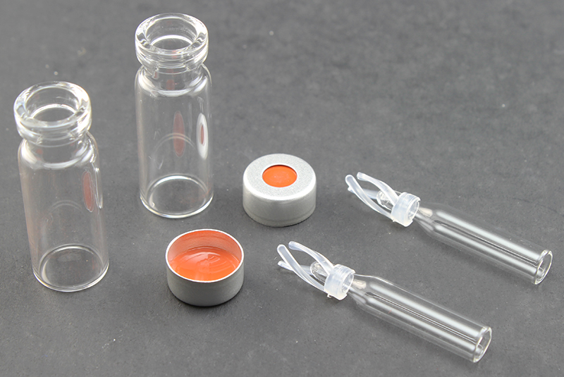 Vial Kit: Clear 2.0ml Crimp Wide; 200μL Silanized Inserts Polymer Spring, Conical Precision Mandrel Interior; Cap, 11mm Silver Aluminum, PTFE/Butyl Rubber Septa