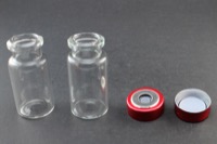 Clear Glass 10ml Headspace Vial 23 x 46mm, Bevel Top/Flat Bottom, 20mm Bi-Metal Crimp Cap w/ PTFE/Molded Butyl Septa