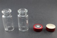 Clear Glass 10ml Headspace Vial 23 x 46mm, Bevel Top/Flat Bottom, 20mm Bi-Metal Crimp Cap w/ PTFE/Silicone Septa