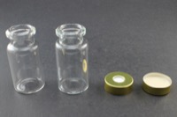 Clear Glass 9ml Headspace Vial 18 x 50mm, Bevel Top/Round Bottom, 20mm Magnetic Steel Crimp Cap w/ PTFE/Silicone Septa