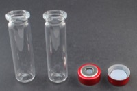 Clear Glass 12ml Headspace Vial 18 x 65mm, Bevel Top/Round Bottom, 20mm Bi-Metal Crimp Cap w/ PTFE/Molded Butyl Septa