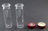 Clear Glass 12ml Headspace Vial 18 x 65mm, Bevel Top/Round Bottom, 20mm Bi-Metal Crimp Cap w/ PTFE/Silicone Septa