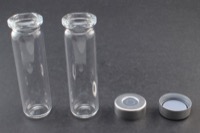 Clear Glass 12ml Headspace Vial 18 x 65mm, Bevel Top/Round Bottom, 20mm Silver Aluminum Crimp Cap w/ PTFE/Molded Butyl Septa