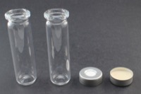 Clear Glass 12ml Headspace Vial 18 x 65mm, Bevel Top/Round Bottom, 20mm Silver Aluminum Crimp Cap w/ PTFE/Silicone Septa