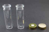 Clear Glass 12ml Headspace Vial 18 x 65mm, Bevel Top/Round Bottom, 20mm Magnetic Steel Crimp Cap w/ PTFE/Silicone Septa