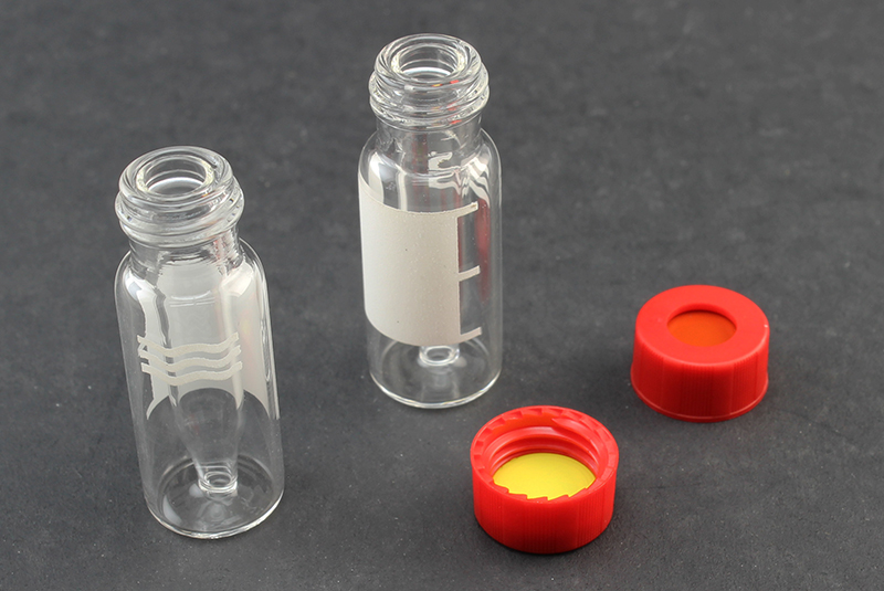 Ultra Vial Kit: 2 mL Screw Top Wide Opening Clear Glass Vials w/ Fused 300μl Insert, 9 mm Cap & Pre-Inserted Ultra GC/MS PTFE Septa