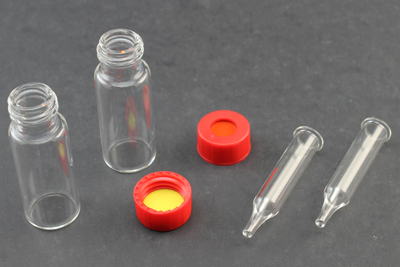 Ultra Vial Kit: 2 mL Screw Top Wide Opening Silanized Clear Glass Vials w/ Hanging 300μl Insert, 9 mm Cap & Pre-Inserted Ultra GC/MS PTFE Septa