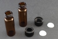 Vial Kit: Amber Glass, 4ml Screw Top Vial; Screw Cap, 13mm Black Polypropylene w/ 10 mil White Virgin PTFE Septa
