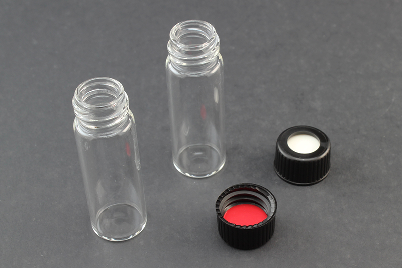 Vial Kit: Clear Glass, 4ml Screw Top Vial; Screw Cap, 13mm Black Polypropylene w/ PTFE/Silicone Septa