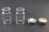 Clear Glass 6ml Headspace Vial 22 x 38mm, Bevel Top/Flat Bottom, 20mm Silver Aluminum Crimp Cap w/ PTFE/Silicone Septa 