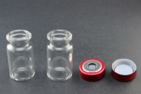 Clear Glass 6ml Headspace Vial 22 x 38mm, Bevel Top/Flat Bottom, 20mm Bi-Metal Crimp Cap w/ PTFE/Molded Butyl Septa