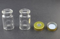 Clear Glass 6ml Headspace Vial 22 x 38mm, Bevel Top/Flat Bottom, Magnetic Steel Crimp Cap 20mm w/ PTFE/Molded Butyl Septa