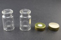 Clear Glass 6ml Headspace Vial 22 x 38mm, Bevel Top/Flat Bottom, Magnetic Steel Crimp Cap 20mm w/ PTFE/Silicone Septa