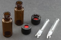 Vial Kit: Amber 2.0ml Screw Standard; 100μL Insert Polymer Spring, Conical Precision Point Interior; Cap, 8 mm Black Polypropylene, PTFE/Silicone/PTFE Septa