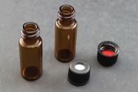Vial Kit: Amber Glass 2.0ml Screw Top Standard Opening Vial; Screw Cap, 8 mm Black Polypropylene w/ PTFE/Silicone Septa