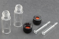 Vial Kit: Clear 2.0ml Screw Standard; 100μL Insert, Conical Point Interior, No Spring Required; Cap, 8 mm Black Polypropylene w/ PTFE/Butyl Rubber Septa