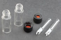 Vial Kit: Clear 2ml Screw Standard; 100μL Insert Polymer Spring, Conical Precision Point Interior; Cap, 8 mm Black Polypropylene, PTFE/Butyl Rubber Septa