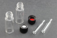 Vial Kit: Clear 2.0ml Screw Standard; 100μL Insert, Conical Point Interior, No Spring Required; Cap, 8 mm Black Polypropylene w/ PTFE/Silicone Septa