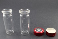 Clear Glass 9ml Headspace Vial 18 x 50mm, Bevel Top/Round Bottom, 20mm Bi-Metal Crimp Cap w/ PTFE/Silicone Septa