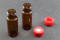 Vial Kit: Amber Glass 2.0ml Screw Top Wide Opening Vial; Screw Cap, 9 mm Red Polypropylene w/ PTFE/Silicone Septa