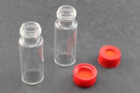 Vial Kit: Clear Glass 2.0ml Screw Top Wide Opening Vial; Screw Cap, 9 mm Red Polypropylene w/ PTFE/Red Rubber Septa