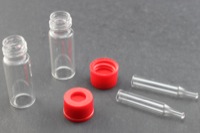 Vial Kit: Clear 2.0ml Screw Top Wide; 200μL Insert, Conical Point Interior, No Spring Required; Cap, 10mm Red Polypropylene w/ PTFE/Silicone/PTFE Septa