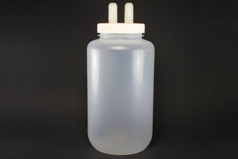 4000ml High Density Polyethylene Wide Mouth Drain Bottle w/ Cap & Fittings