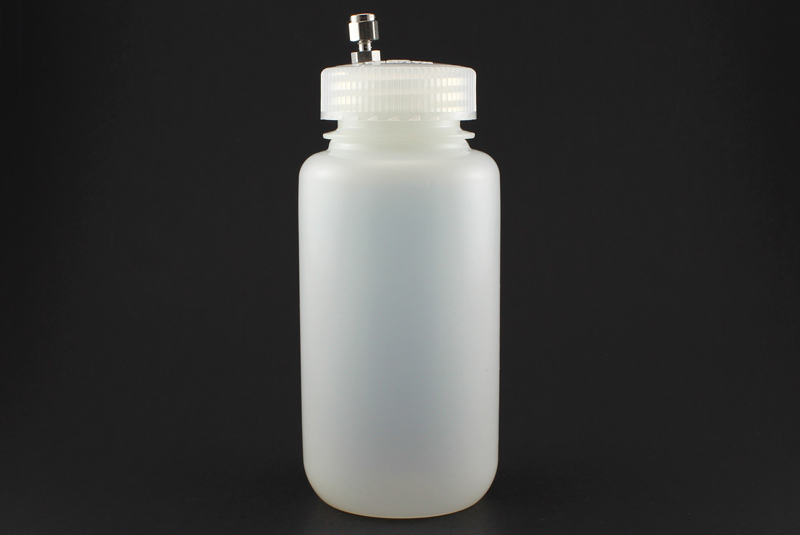 250ml High Density Polyethylene Wide Mouth Drain Bottle w/ Cap & SS Fitting
