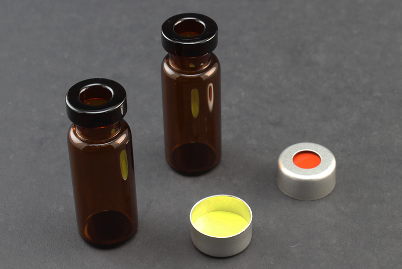 Ultra Vial Kit: 2 mL Crimp Top Standard Opening Amber Glass w/ Caps & Pre-Inserted Ultra GC/MS/PTFE Septa