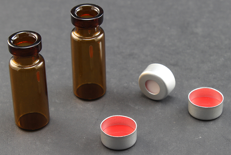 Vial Kit: Amber Glass 2.0ml Crimp Top Wide Opening Vial; Crimp Cap, 11mm Silver Aluminum w/ PTFE/Silicone Septa