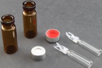 Vial Kit: Amber 2.0ml Crimp Wide; 200μL Glass Inserts Polymer Spring, Conical Precision Mandrel Interior; 11mm Silver Aluminum, PTFE/Silicone Septa