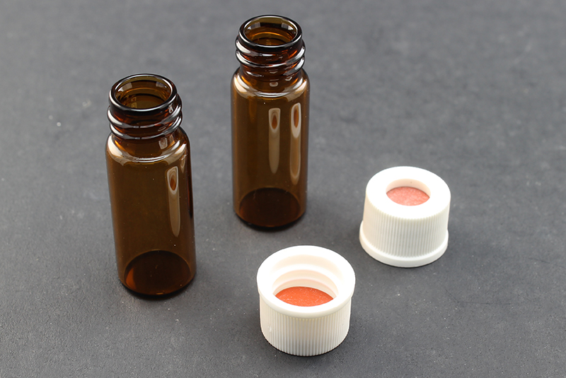 Vial Kit: Amber Glass 2.0ml Screw Top Wide Opening Vial; Screw Cap, 10mm White Polypropylene w/ PTFE/Butyl Rubber Septa