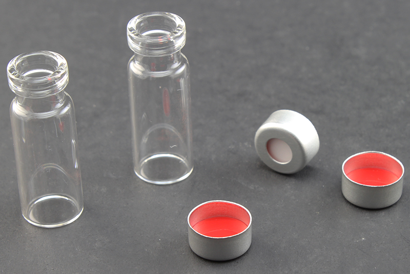 Vial Kit: Clear Glass 2.0ml Crimp Top Wide Opening Vial; Crimp Cap, 11mm Silver Aluminum w/ PTFE/Silicone Septa