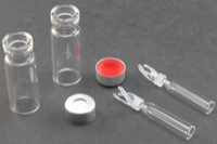 Vial Kit: Clear 2.0ml Crimp Top Wide; 200μL Glass Inserts Polymer Spring, Conical Precision Formed Mandrel Interior; 11mm Silver Aluminum, PTFE/Silicone Septa