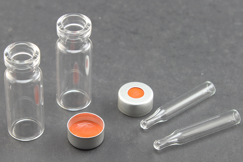 Vial Kit: Clear 2.0ml Crimp Wide; 200μL Inserts, Conical Point Interior, No Spring Required; Crimp Cap, 11mm Silver Aluminum w/ PTFE/Butyl Rubber Septa