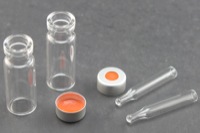 Vial Kit: Clear 2.0ml Crimp Top Wide Opening; 200μL Glass Inserts, Conical Point Interior, No Spring Required; 11mm Silver Aluminum, PTFE/Red Rubber Septa
