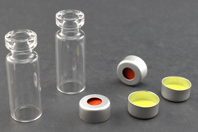 Ultra Vial Kit: 2 mL Crimp Top Wide Opening Clear Glass w/ Caps & Pre-Inserted Ultra GC/MS/PTFE Septa