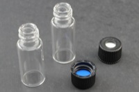 Vial Kit: 12x32mm Clear Screw Top Standard Opening Vials 1.8ml, Blue PTFE/Silicone Liner Installed into 8-425 Black Polypropylene Cap 