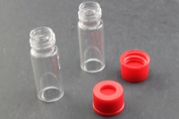 Vial Kit: Clear Glass 2.0ml Screw Top Wide Opening Vial; Screw Cap, 10mm Red Polypropylene w/ PTFE/Silicone/PTFE Septa