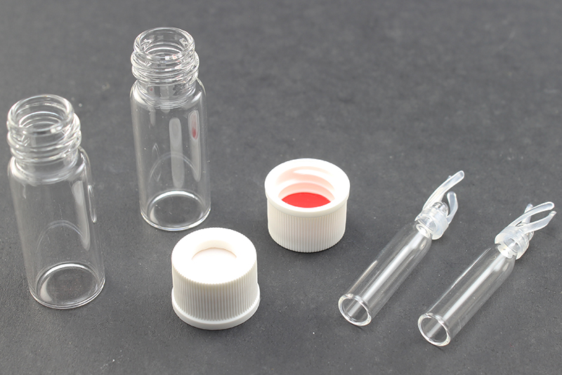 Vial Kit: Clear 2.0ml Screw Top Wide; 200μL Silanized Insert Polymer Spring, Conical Precision Mandrel Interior; Cap, 10mm White Polypropylene, PTFE/sil. Septa