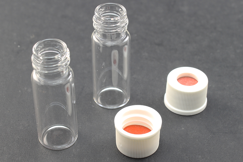 Vial Kit: Clear Glass 2.0ml Silanized Screw Top Wide Opening Vial; Screw Cap, 10mm White Polypropylene w/ PTFE/Butyl Rubber Septa