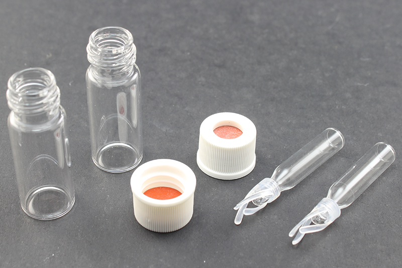 Vial Kit: Clear 2ml Screw Wide; 200μL Silanized Insert Polymer Spring, Conical Precision Mandrel Interior; Cap 10mm White Polypropylene, PTFE/Butyl Rubber Septa