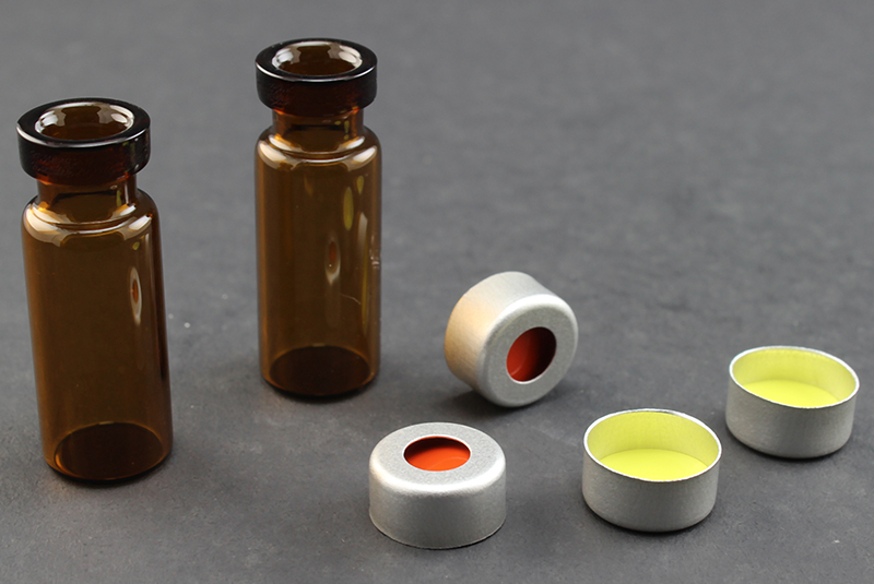 Ultra Vial Kit: 2 mL Crimp Top Wide Opening Amber Glass w/ Caps & Pre-Inserted Ultra GC/MS/PTFE Septa