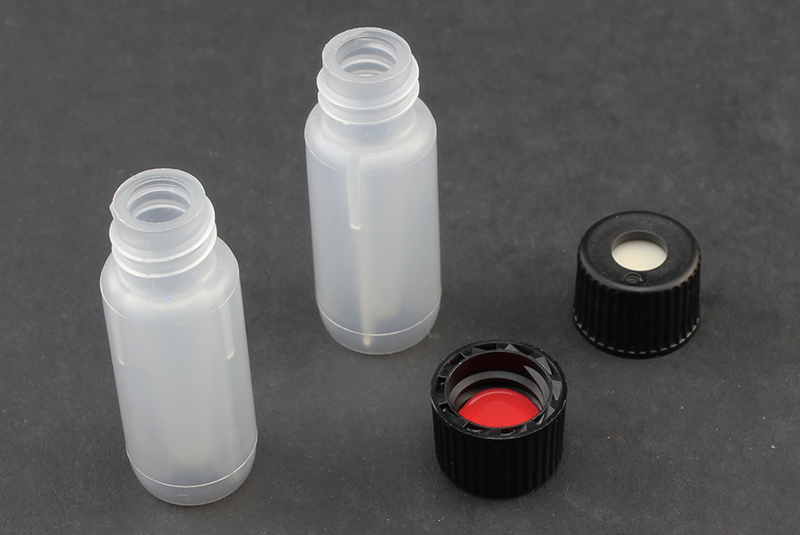 Vial Kit: 100µl Polypropylene Screw Top Vials, 8mm Black Cap w/ Red PTFE/Silicone