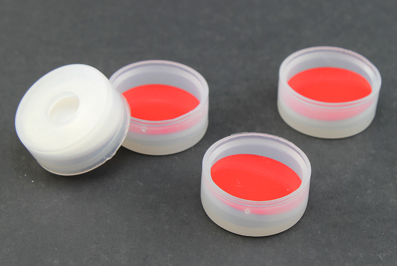 20 mm Snap Top w/ Red Teflon/White Silicone Septa Pre-Inserted